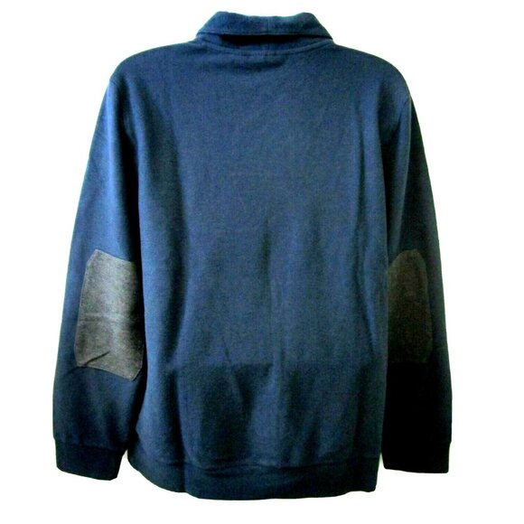 Perry Ellis Mens Sweater Sz XL Navy Blue Shawl Collar Long Sleeve Elbow Patches - Picture 3 of 7